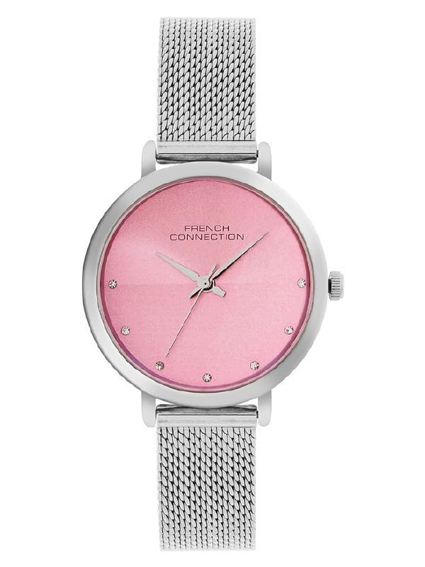 French Connection | Analog Pink Dial | Silver Stainless Steel | Watch for Women
