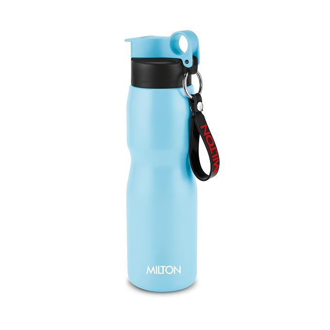 MILTON Grit 750 Stainless Steel Water Bottle 750 ml, Single Walled, ISI Certified I Leak Proof Lid, Rust Proof I For School, Office, Gym I Light Blue