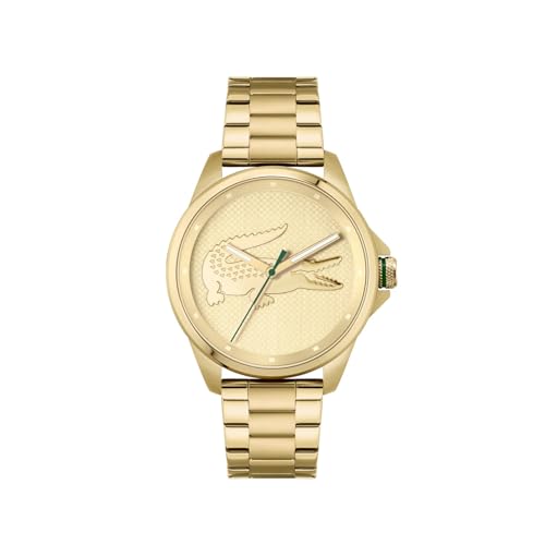 Lacoste Le Croc Qtz Basic Champagne Round Dial Men's Watch | Ionic Plated Thin Gold Steel Material | Bracelet Watch - 2011133