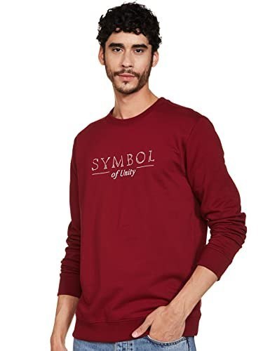 Symbol Men's Crew Neck Sweatshirt (SY-A22-SW-02_Vintage Maroon_XL)