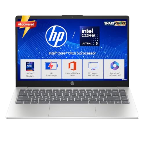 HP 15 Smartchoice, Intel Core Ultra 5 125H 12 TOPS, 24GB DDR5 (Upgradeable) 1TB SSD,Anti-Glare, FHD, 15''/39.6cm,Win11, M365*Office24, Silver, 1.65kg, FD1458TU, FHD Camera w/Shutter, Backlit AI Laptop