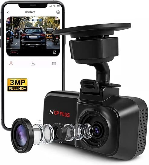 Click to enlarge CP PLUS Dash Cam for Car CP-W310 | 2K 3MP Full HD+ Single Channel Dashcam | 1296P Recording | Built-in Microphone | WiFi (AP Mode)