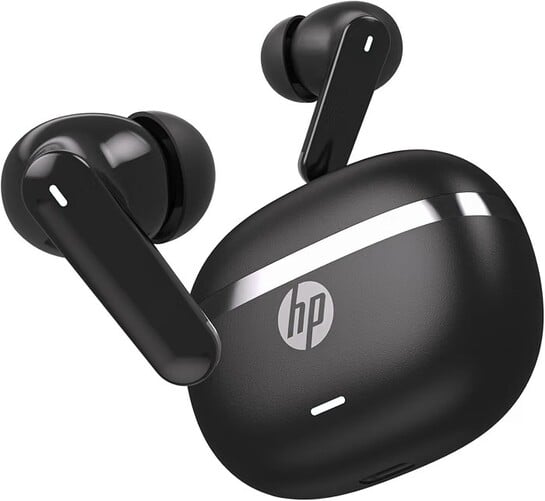 HP H160 Wireless Earbuds; Upto 40 Hours Playtime; Fast Charge; Water-Resistant; 4 Mic