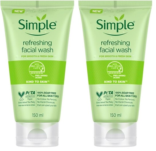 Simple Kind To Skin Refreshing Facial Wash 150 ml (Pack of 2)