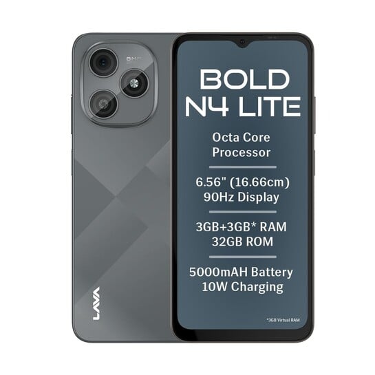 Lava Bold N4 Lite (Ghost Silver, 3GB RAM, 32GB Storage)