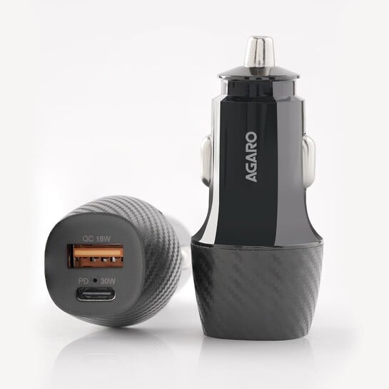 AGARO Pulse Car Charger, Dual Port with 51W Fast Car Charger