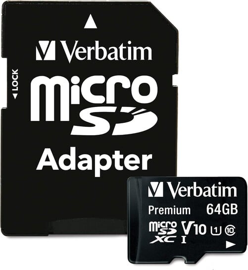 Verbatim Micro SDXC UHS-1 Memory Card 64GB with Adaptor
