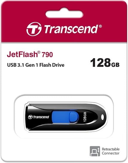 Click to enlarge Transcend 128GB JetFlash 790 Super Speed USB 3.0 Pen Drive, Black