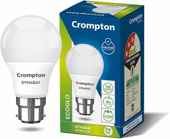 Crompton Dyna Ray 5W LED Bulb B22 | Cool Day Light, Pack of 1Crompton Dyna Ray 5W LED Bulb B22 | Cool Day Light, Pack of 1
