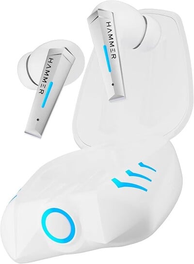 HAMMER Arcade True Wirelss Gaming Earbuds with RGB Lights, 50ms Low Latency, Type-C Charging, IPX5, Deep Bass, 20H Playtime, Bluetooth v5.3, Made in India (White)