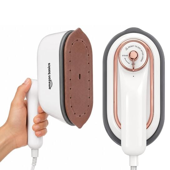 Amazon Basics 1000W Travel Folding Steam Iron, Compact & Lightweight