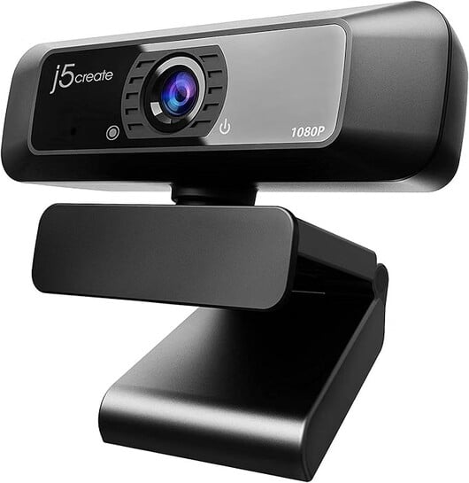 Click to enlarge j5create Full HD 1080p USB Webcam for PC with Microphone, 30fps, H.264, 360° Rotation, F/2.4 Low-Light Lens