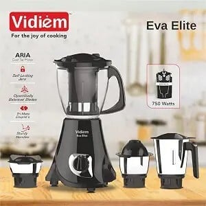 Vidiem Eva Elite Mixer Grinder 710 A, 750W with 4 Jars (1 Juicer + 3 Leakproof Jars)