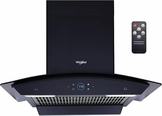 Click to enlarge Whirlpool Smart Heat Sensor 60cm Kitchen Chimney with Filterless Autoclean Technology | BLDC Motor | With Remote Control (SMARTSENSE ZEN CGFL 604 HAC BLDC BK HOOD)