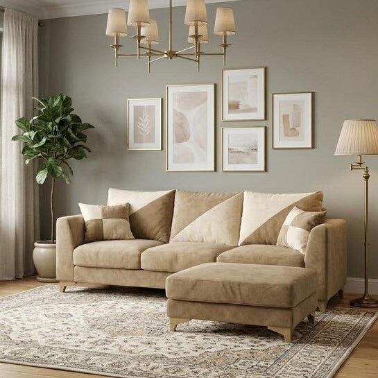 Click to enlarge 4 Seater L Shape Sofa Set with Movable @₹12766 Using SBI