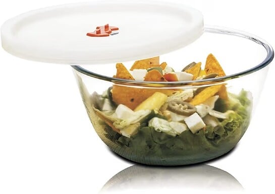 SIGNORA WARE Borosilicate Glass Mixing Bowl with Lid & Steam Release Knob, Clear, 500ml