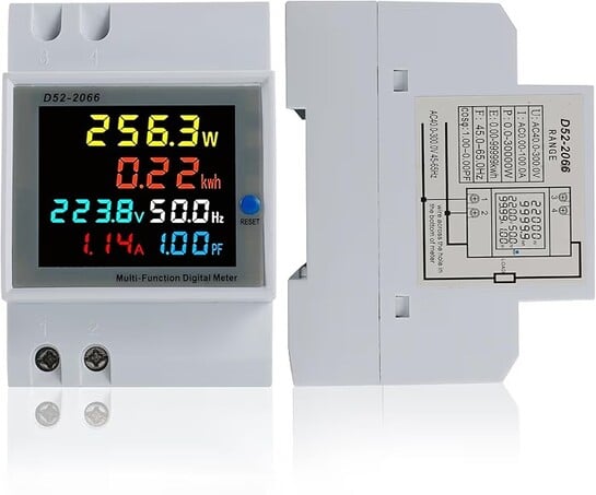 BOSYTRO Single Phase Energy Meter, AC 40-300V 100A Electric Meter 1 Phase Wattmeter DIN Rail Meter Watt KWh Voltmeter Ammeter