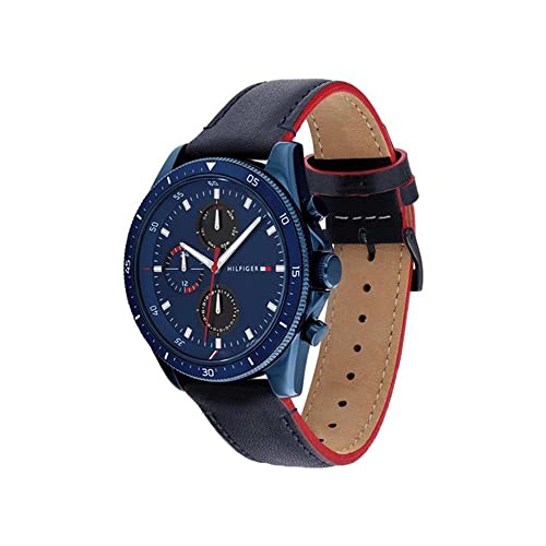 Tommy Hilfiger Mens 44 mm Parker Blue Dial Leather Analogue