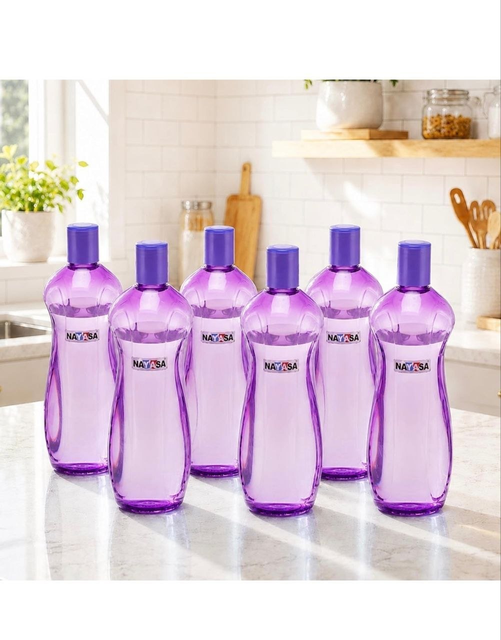 1000 ML Pet Plastic Fridge Water Bottles Set of 6