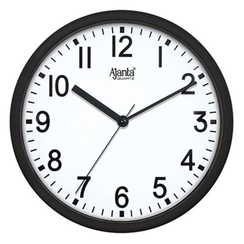 Ajanta Clock Wall Clock for Home and Offices 9 Inches Wall Clock Wall Watch (Black_23 x 23 x 3 cm)