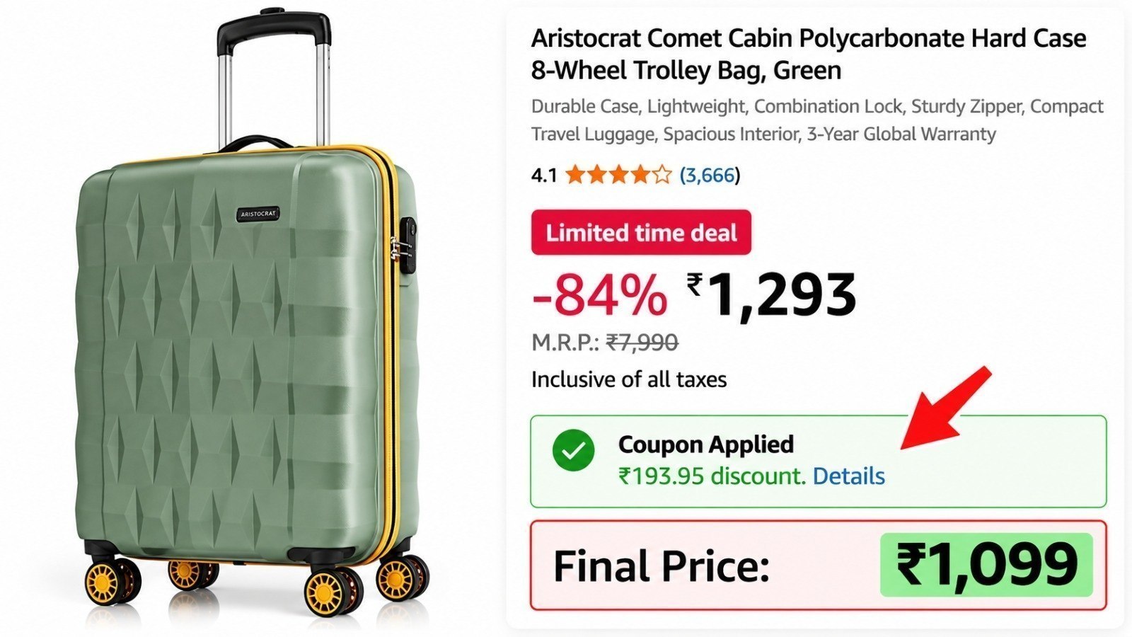Aristocrat 8-Wheel Trolley Bag