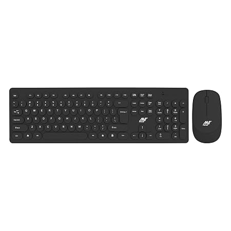 Click to enlarge Ant Value FKBRI05 Wireless Keyboard Mouse Combo - 2.4Ghz Aesthetic Quiet Keyboard and Mouse Wireless - 104 Keys Full Size Ultra-Thin Keyboard for Laptop, Computer, PC, Notebook, Windows, Mac OS -Black