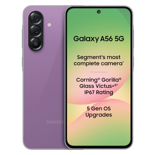 Samsung Galaxy A56 5G Mobile (Awesome Violet Glow, 8GB, 128GB) | Segment Most Complete Triple Camera | 50MP | AI Editing | 4nm Processor