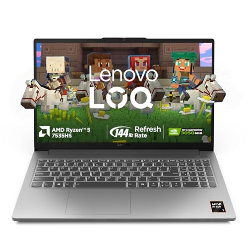 Lenovo LOQ Esial AMD Ryzen 5 7535HS | NVIDIA RTX 3050 6GB (16GB RAM/512GB SSD/144Hz Refresh Rate/15.6" (39.6cm)/Windows 11/Office Home 2024/3 Mon. Game Pass/Grey/1.8Kg), 83S000G8IN Gaming Laptop