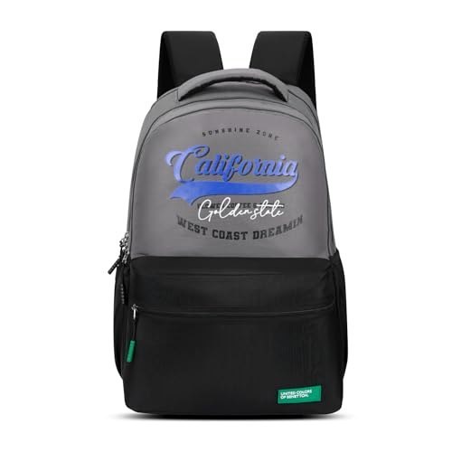 United Colors of Benetton Unisex High-School Backpack CALAFIA | 3-Compartment Organised Daypack with Airmesh Padding | Backpack for School Girls & Boys | 26L Capacity