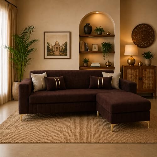 Click to enlarge CASASTYLE Noviq 4 Seater L Shape Sofa Set with Movable Ottoman | Flexible Left