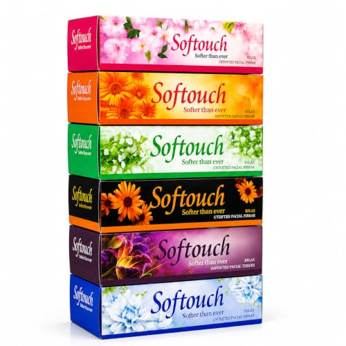 Click to enlarge Softouch 2 Ply Facial Tissue Box 100 Pulls Each Pack (200 Sheets) Pack Of 6-600 Pulls Ultra Soft, Highly Absorbent & Skin Friendly Face Tissue Daily Use Tissue Paper (1200 sheets)