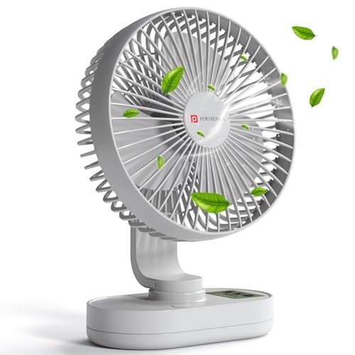 Click to enlarge Portronics Airloop Portable & Rechargeable Desk Fan with Automatic 92° Oscillation, 6.1 Inch Blade, BLDC Motor, 90° Tilt, 3 Speeds, 4000mAh Battery, Type-C Charging, Low Noise, for Home & Office Use