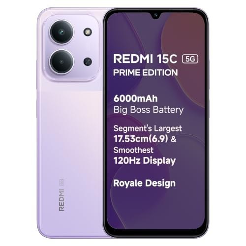 Redmi 15C 5G Prime Edition Dusk Purple 6GB + 128GB | Massive 6000mAh Battery