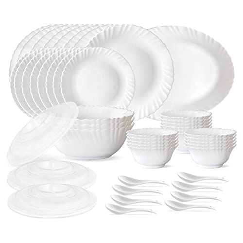 Larah by Borosil 47 pc Opalware Dinner Set for Family of 8 (