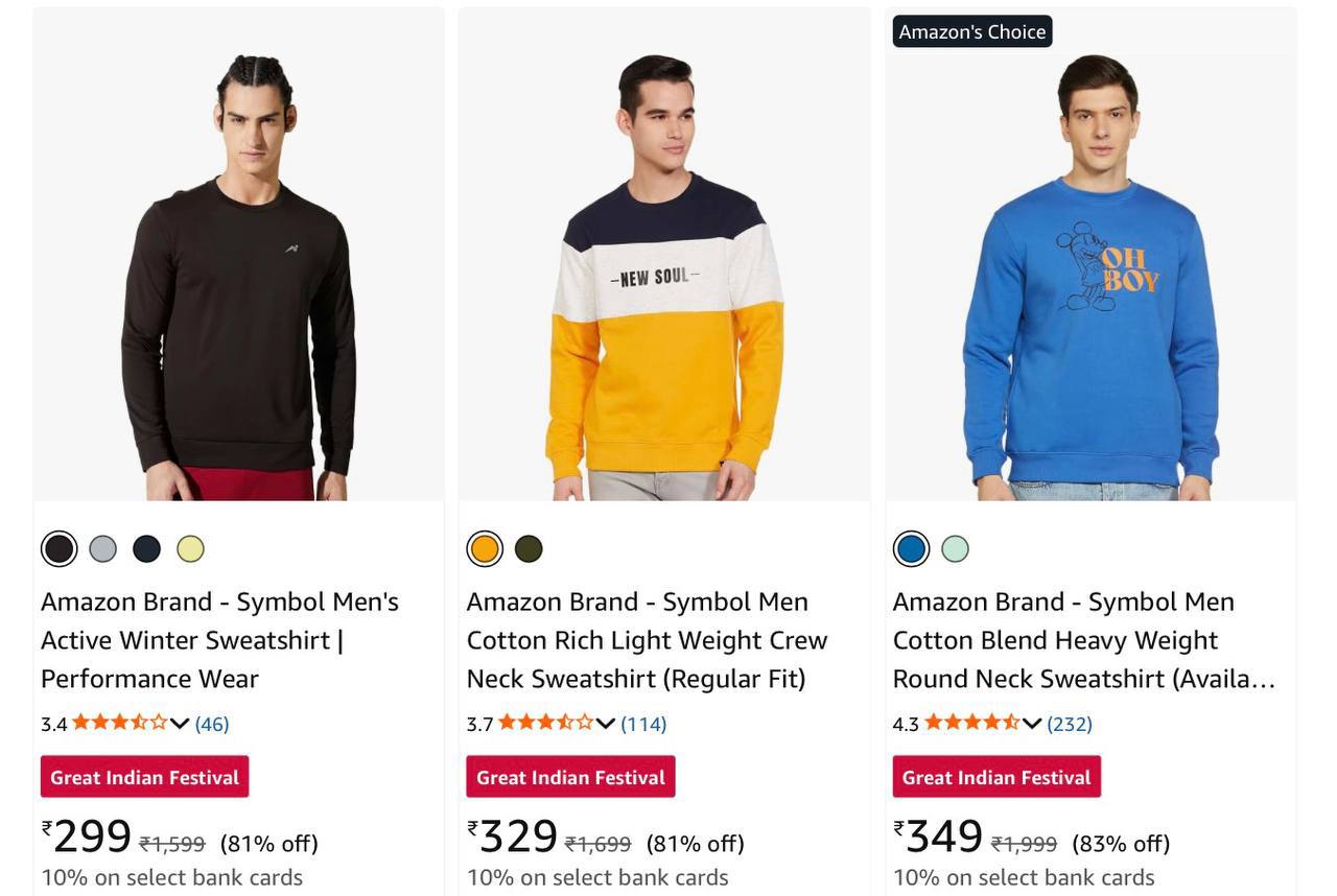 Symbol Sweatshirts Starts 249