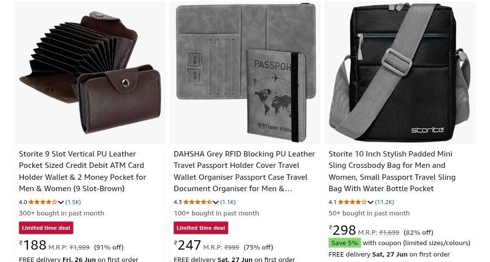 Amazon Grab : Upto 90% OFF on Storite Sling Bags & Holders