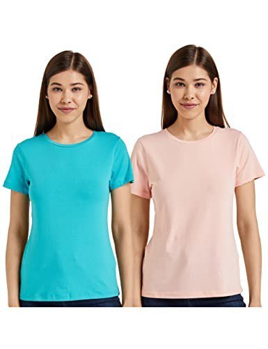 Symbol Women Cotton Stretch Regular Fit Round Neck Half Sleeve T-Shirt (Available in Plus Sizes)