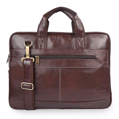 ADISA Laptop Bag for Men - Faux Leather Office Messenger Briefcase with Laptop Compartment for Work, Business, Corporate & Professional Use (LB6050)