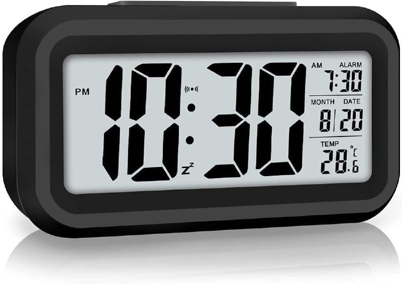 AERYS Digital Alarm Clock with 1 Year Warranty, Night Sensor, Date and Temperature Display