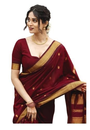 Women's South Indian Art Silk Saree With Blouse Piece For Tr