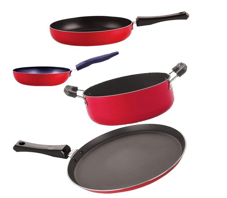 Nirlon Non Stick Aluminium Chemical Free Kitchen Item Set of 4 Pieces (FT13_FP11_CVG_CS24)