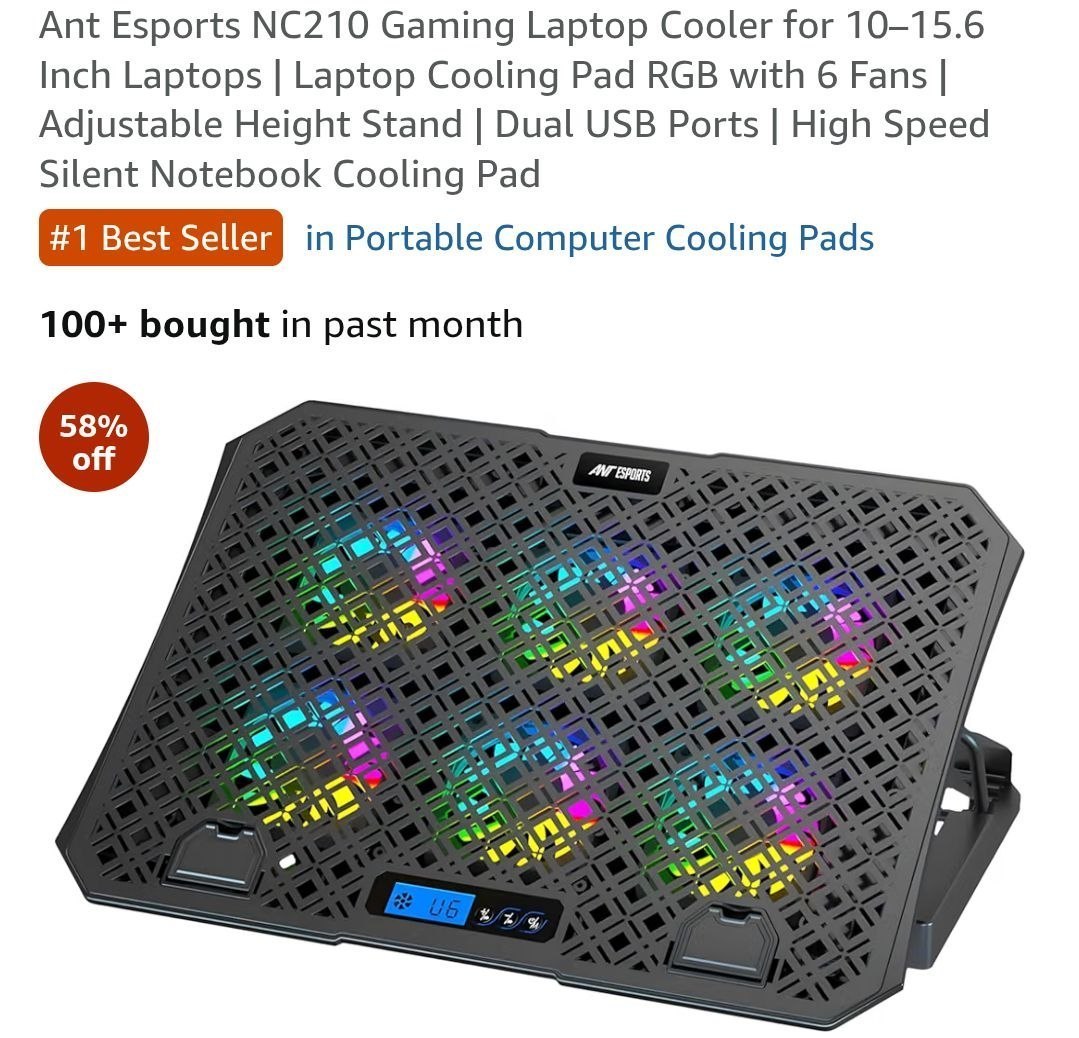 🛍 Ant Esports Gaming Laptop RGB Cooling Pad at