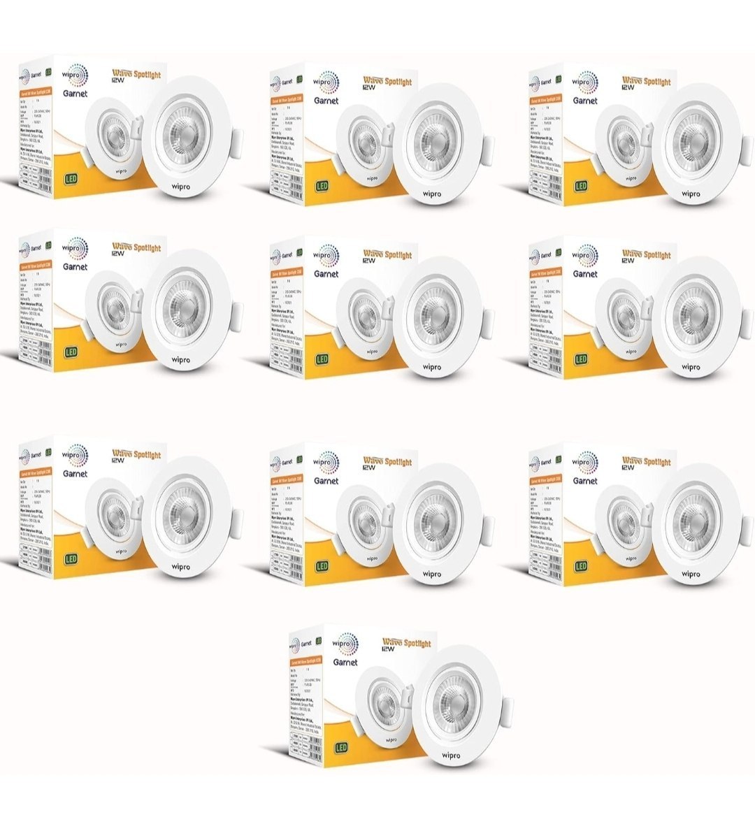 wipro Garnet 12W LED Wave Spotlight (Pack of 10)
