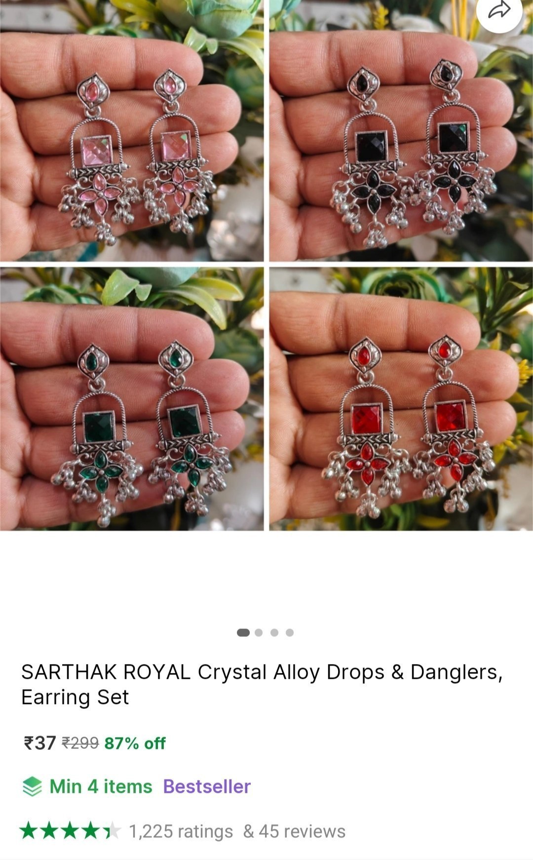 SARTHAK ROYAL Crystal Alloy Drops & Danglers, Earring Set