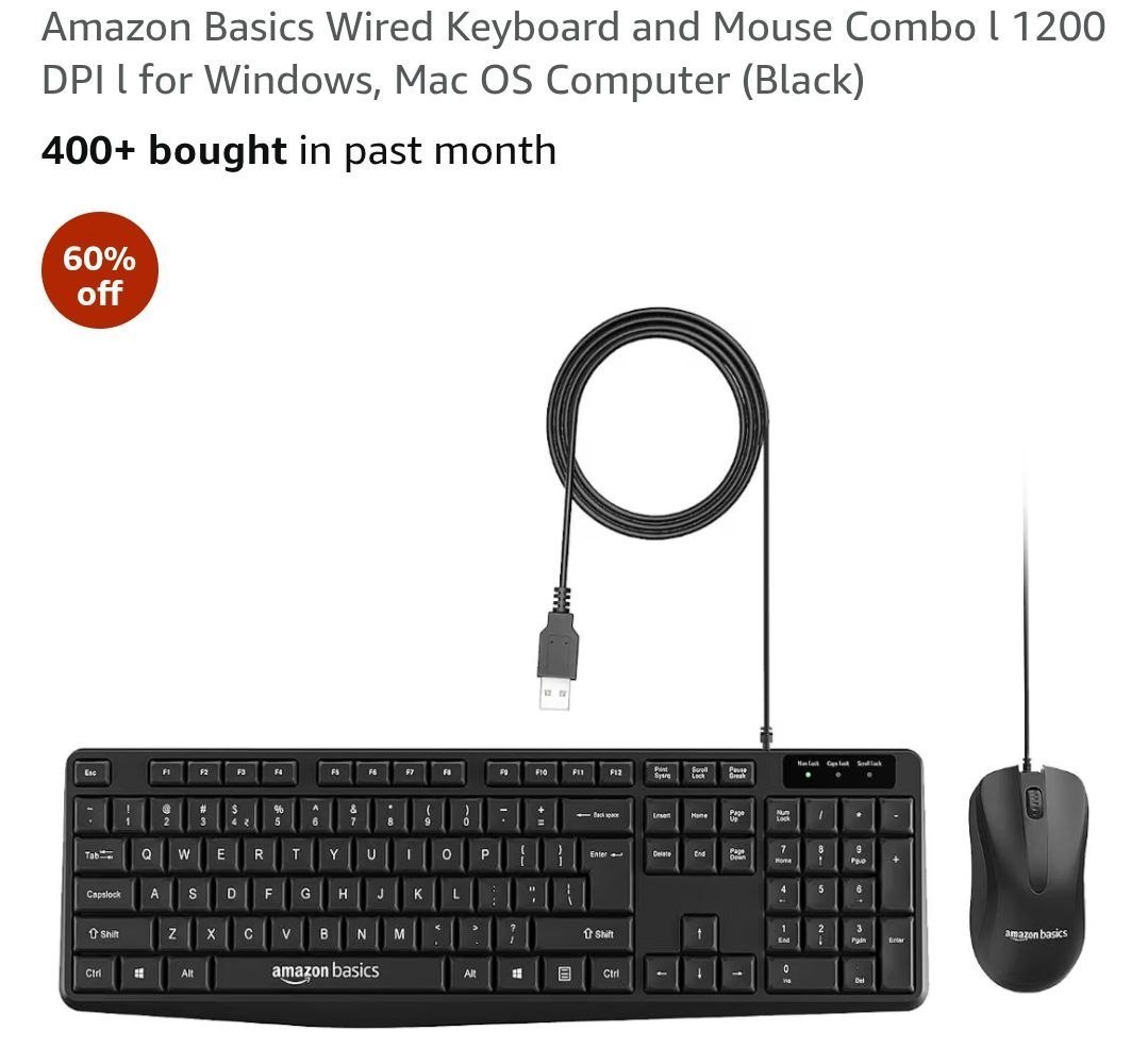 Amazon Basics Wired Keyboard & Mouse Combo