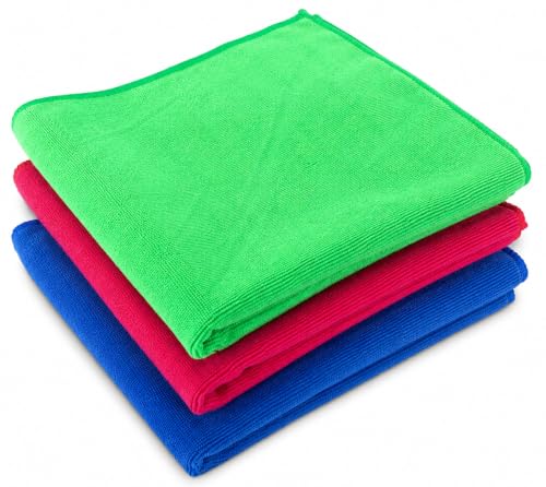 BENAVJI Microfiber Cleaning Cloth Pack of 3 | Ultra Soft Lin