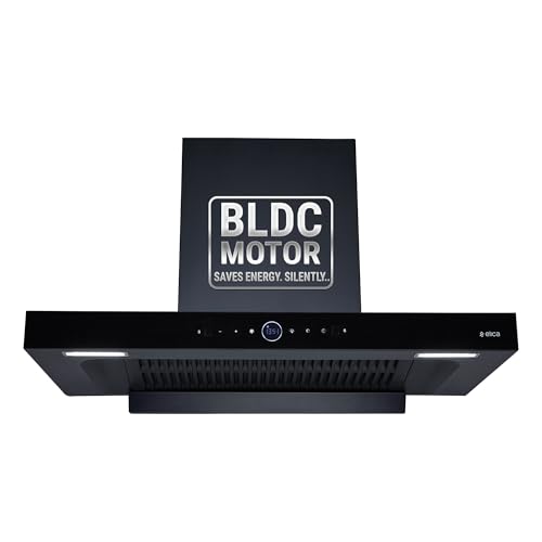 Elica 90cm 1600 m3/hr BLDC Filterless Autoclean Kitchen Chimney with FULL GRILL | 15 Years Motor Warranty | SPT MAX PRO PLUS FL 900 BLDC HAC LTW MS NERO | RPM Display | Black | Touch + Motion Sensor