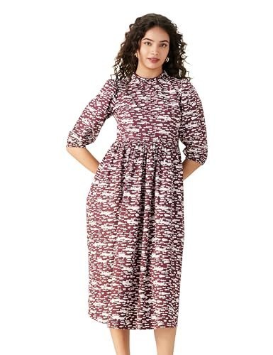 Symbol Women's Rayon Fit and Flare One Piece Midi Length Dress (Available in Plus Sizes)