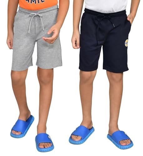 Lux Cozi Boy's Premium Combed Cotton Graphic Printed Shorts with Contrast Piping Design and Side Pockets | Print May Vary | Pack of 2