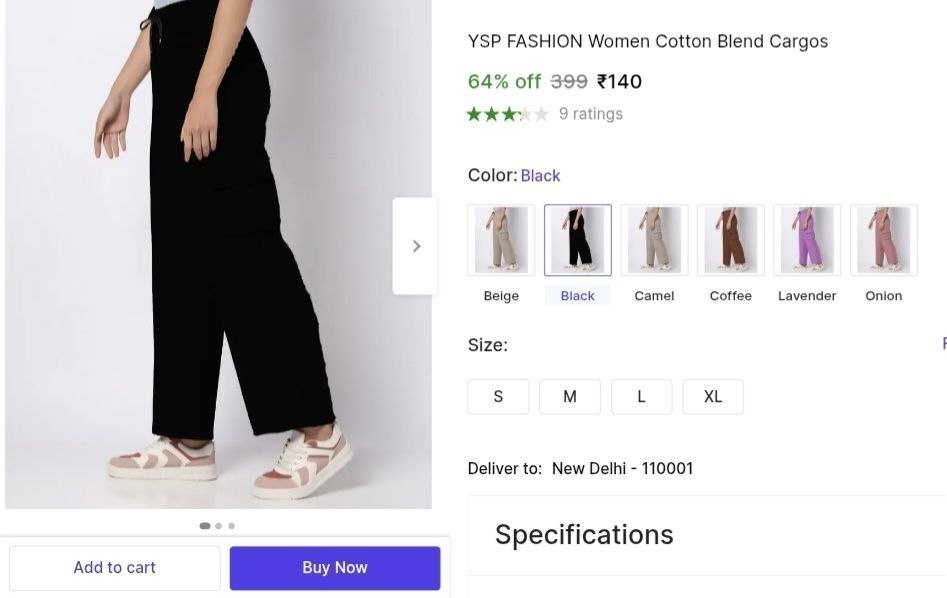 Women Cotton Blend Cargos
